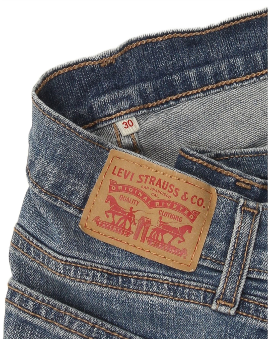 Damskie spodenki jeansowe Levi's W30 Średni niebieski, bawełniany