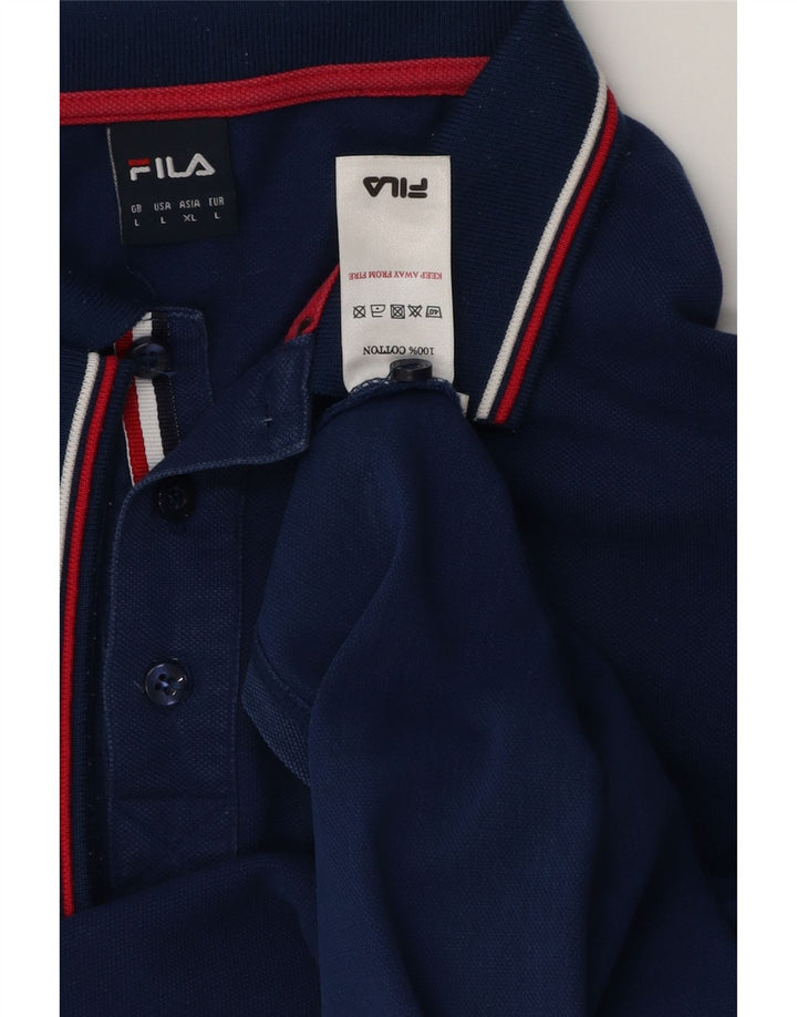 Męska koszulka polo FILA, duża, granatowa, bawełniana