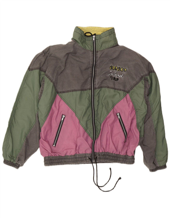 Męska kurtka bomberka w stylu vintage IT 52/54 XL Wielokolorowy poliester z blokami kolorów