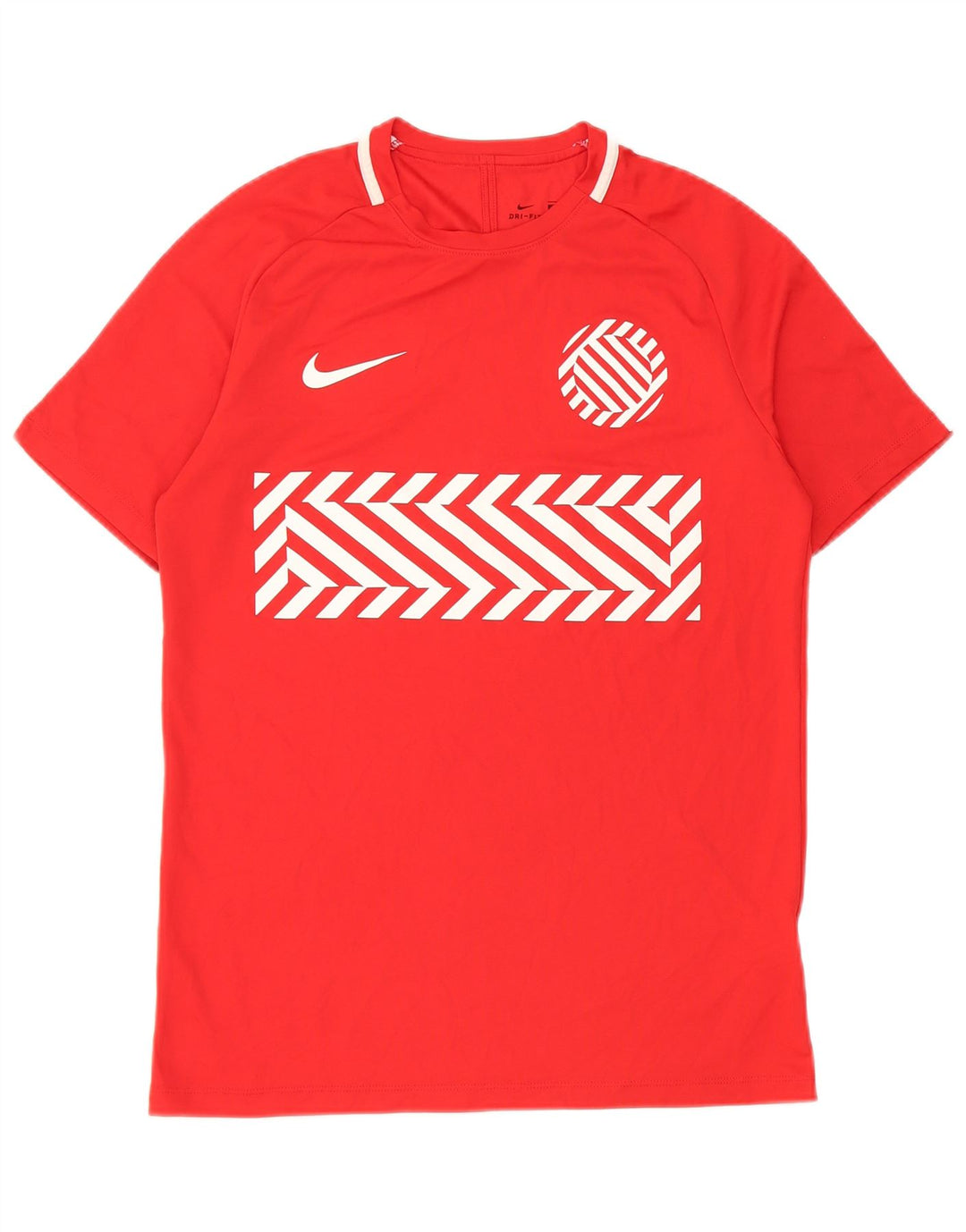 Męski T-shirt Nike Dri Fit z grafiką, średni czerwony geometryczny poliester
