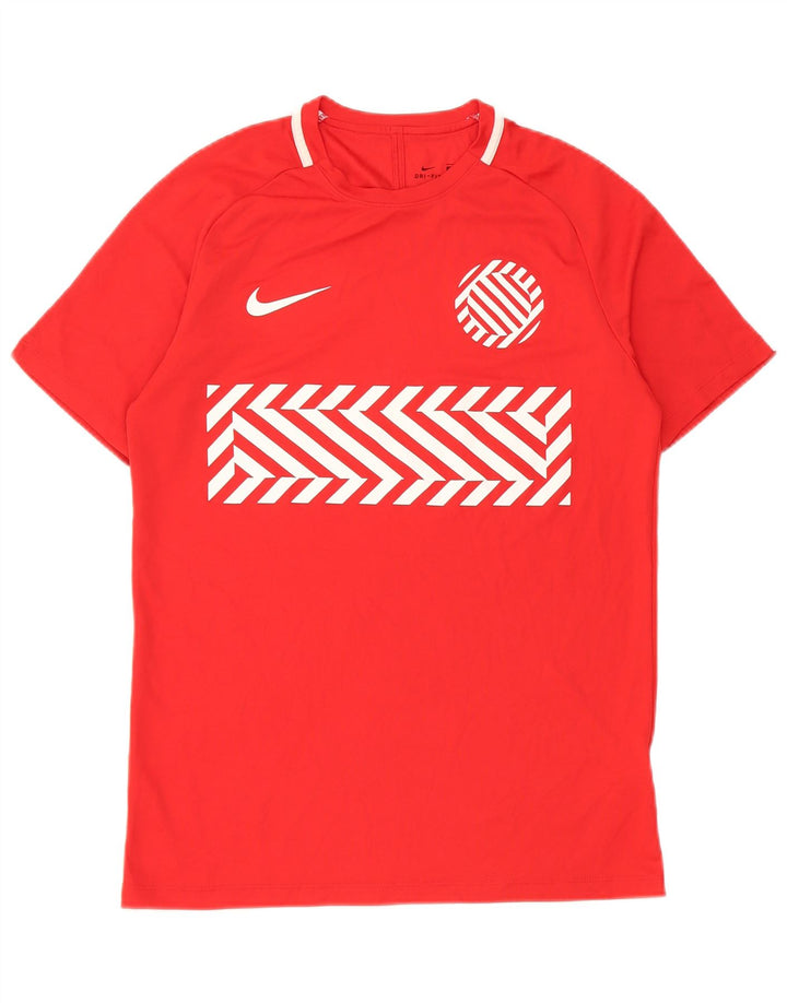 Męski T-shirt Nike Dri Fit z grafiką, średni czerwony geometryczny poliester
