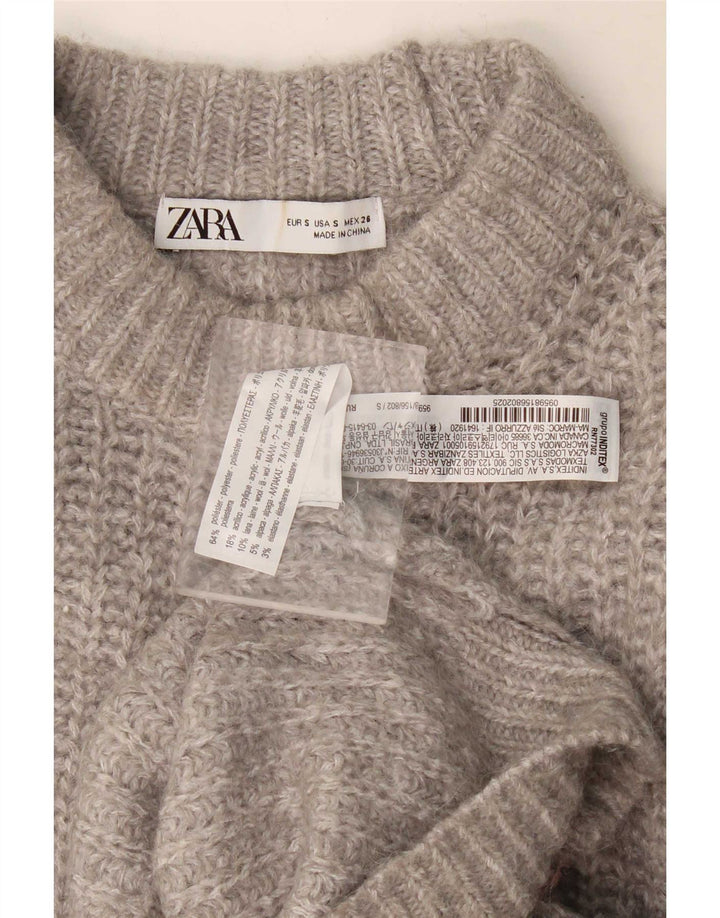 Damski sweter oversize z golfem Zara UK 10, mały, szary poliester