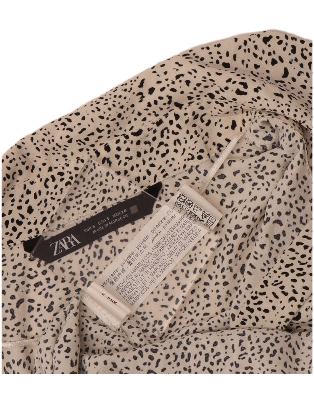 Damska bluzka koszulowa oversize Zara UK 10, mała, biała, w kropki, poliester