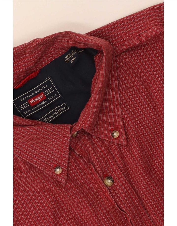Koszula męska z krótkim rękawem Wrangler 2XL, bawełniana w czerwoną kratę
