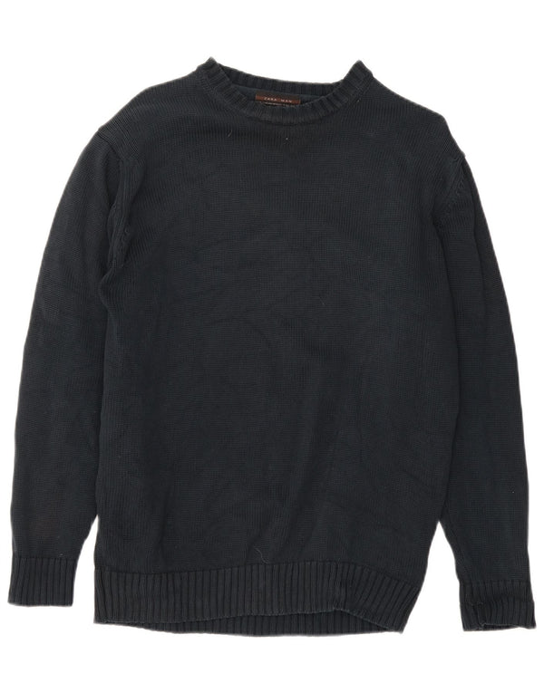 Męski sweter z okrągłym dekoltem Zara XL, czarny