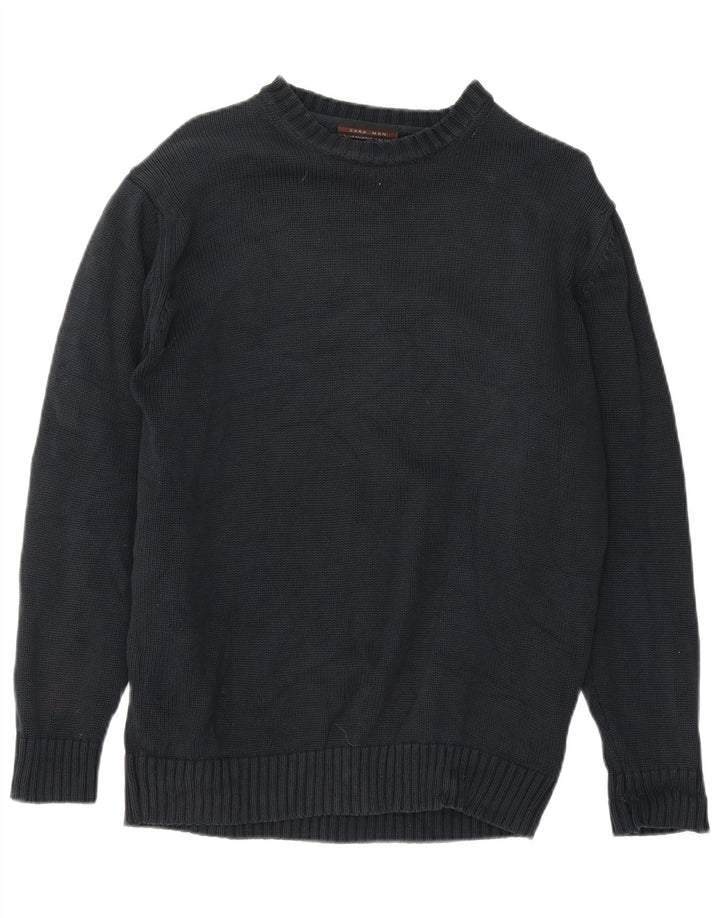 Męski sweter z okrągłym dekoltem Zara XL, czarny