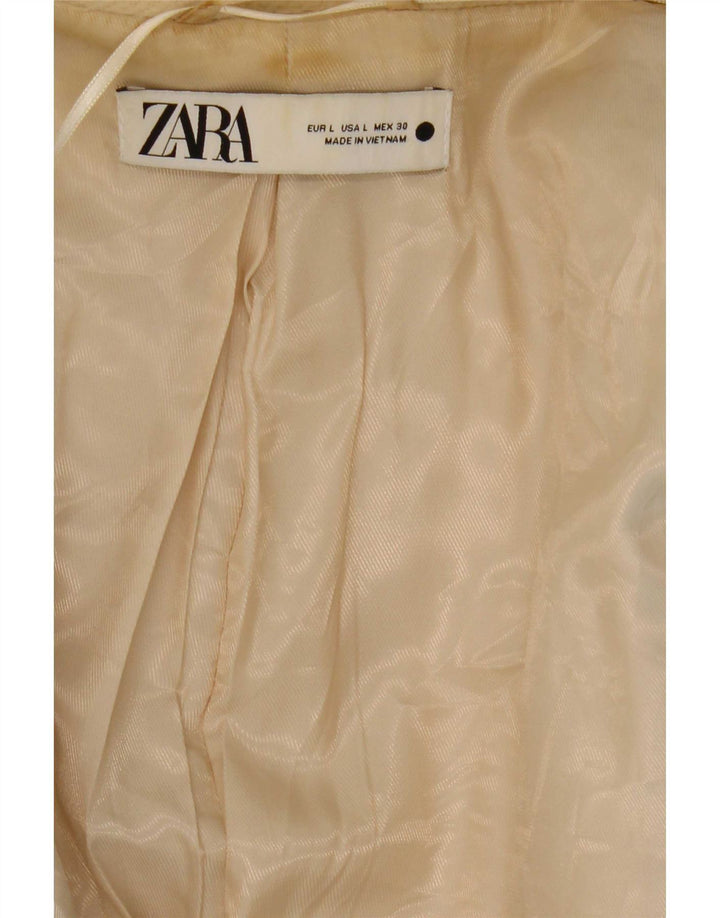 Damski płaszcz oversize Zara UK 16, duży, beżowy, poliester