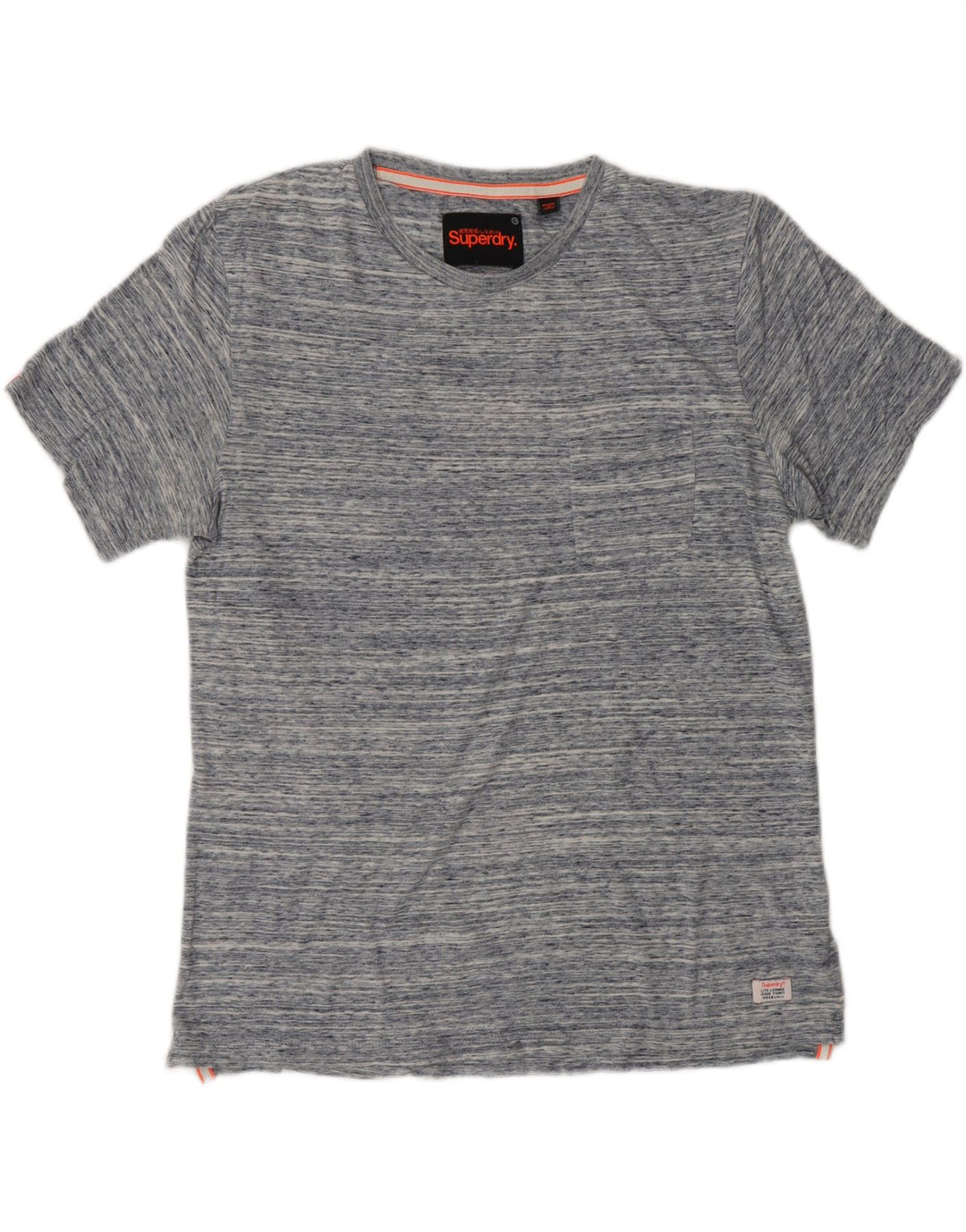 SUPERDRY Męski T-shirt Top Średnioniebieski, bawełniany w cętki