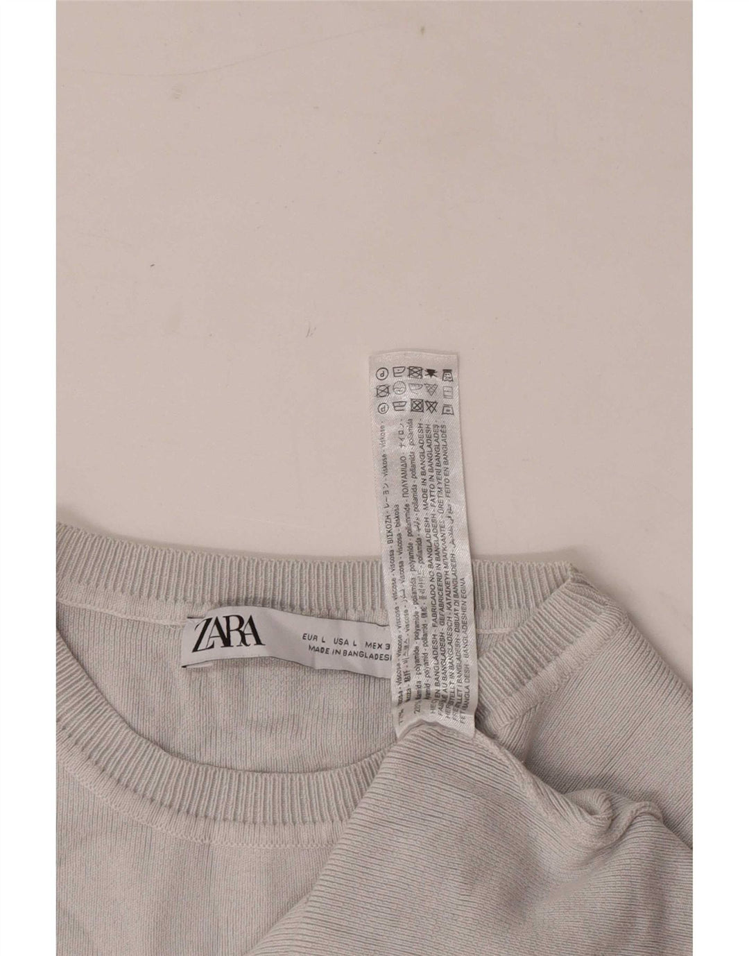Damski krótki top Zara UK 14 Large, szara wiskoza