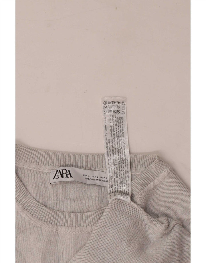 Damski krótki top Zara UK 14 Large, szara wiskoza