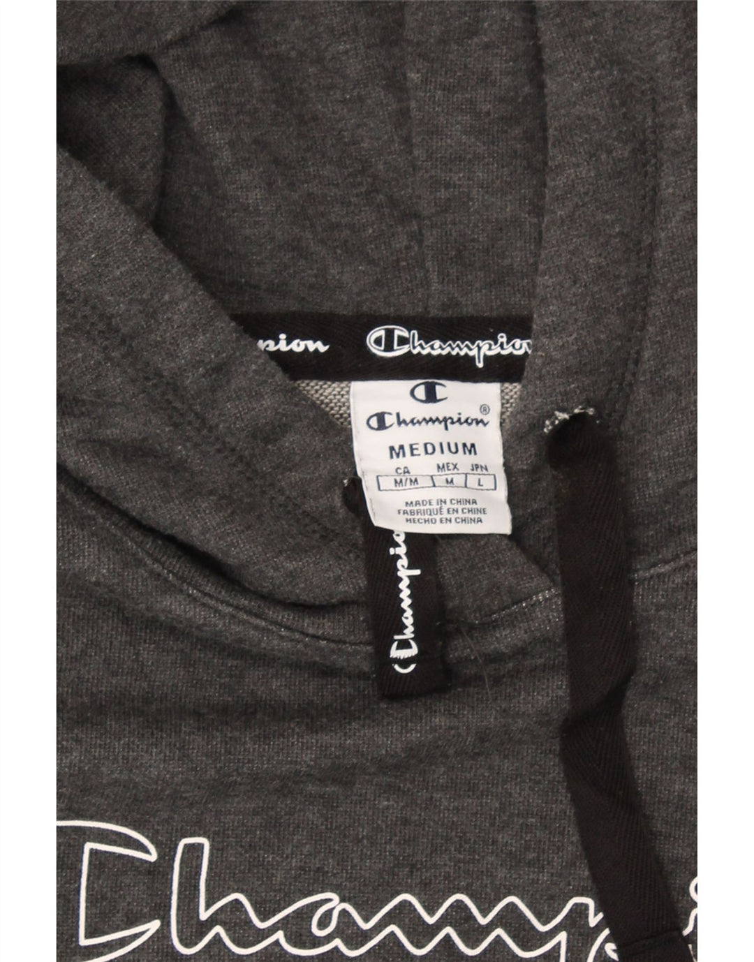 CHAMPION Womens Graphic Hoodie Jumper UK 14 Medium Grey Vintage Champion and Second-Hand Champion from Messina Hembry 