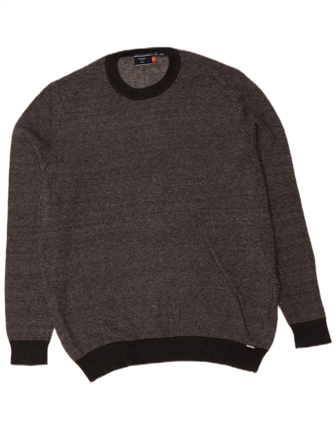 SUPERDRY Męski sweter z okrągłym dekoltem, 2XL, szara bawełna