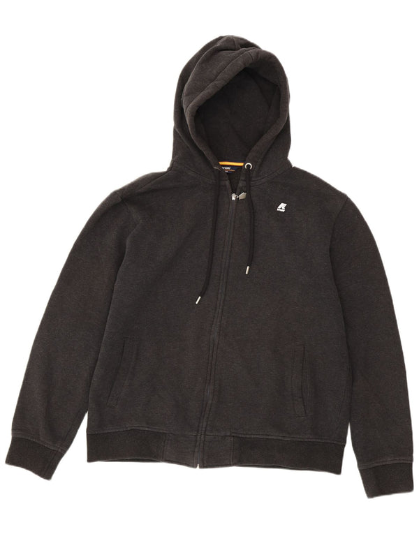 Męski sweter z kapturem i zamkiem błyskawicznym K-Way XL, szara bawełna