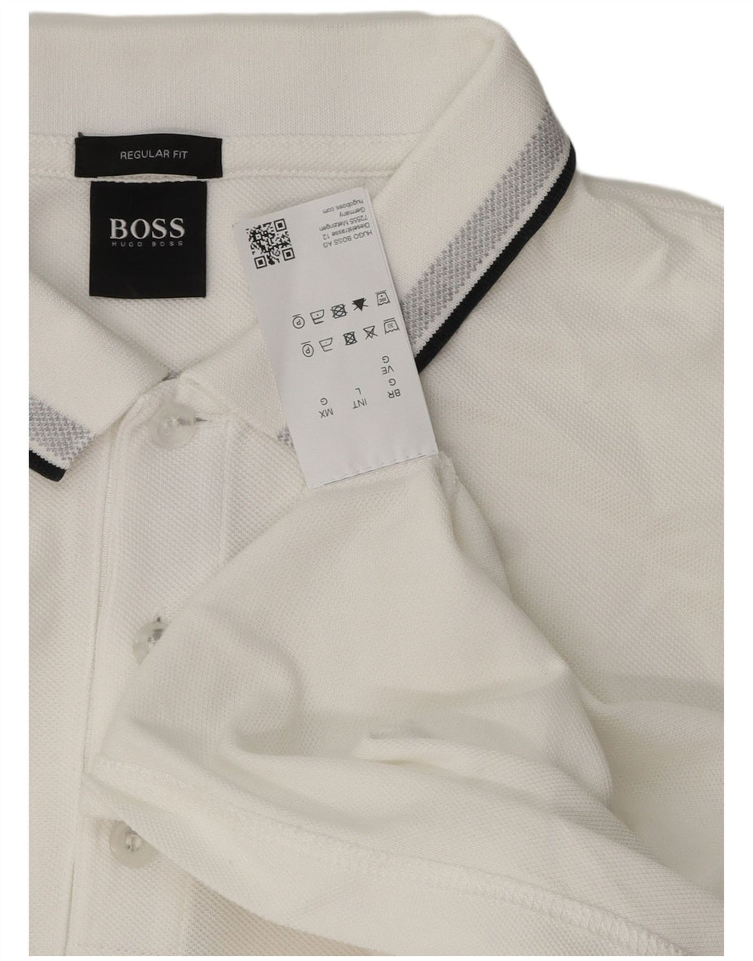 Męska koszulka polo Hugo Boss o regularnym kroju, duża, biała, bawełniana
