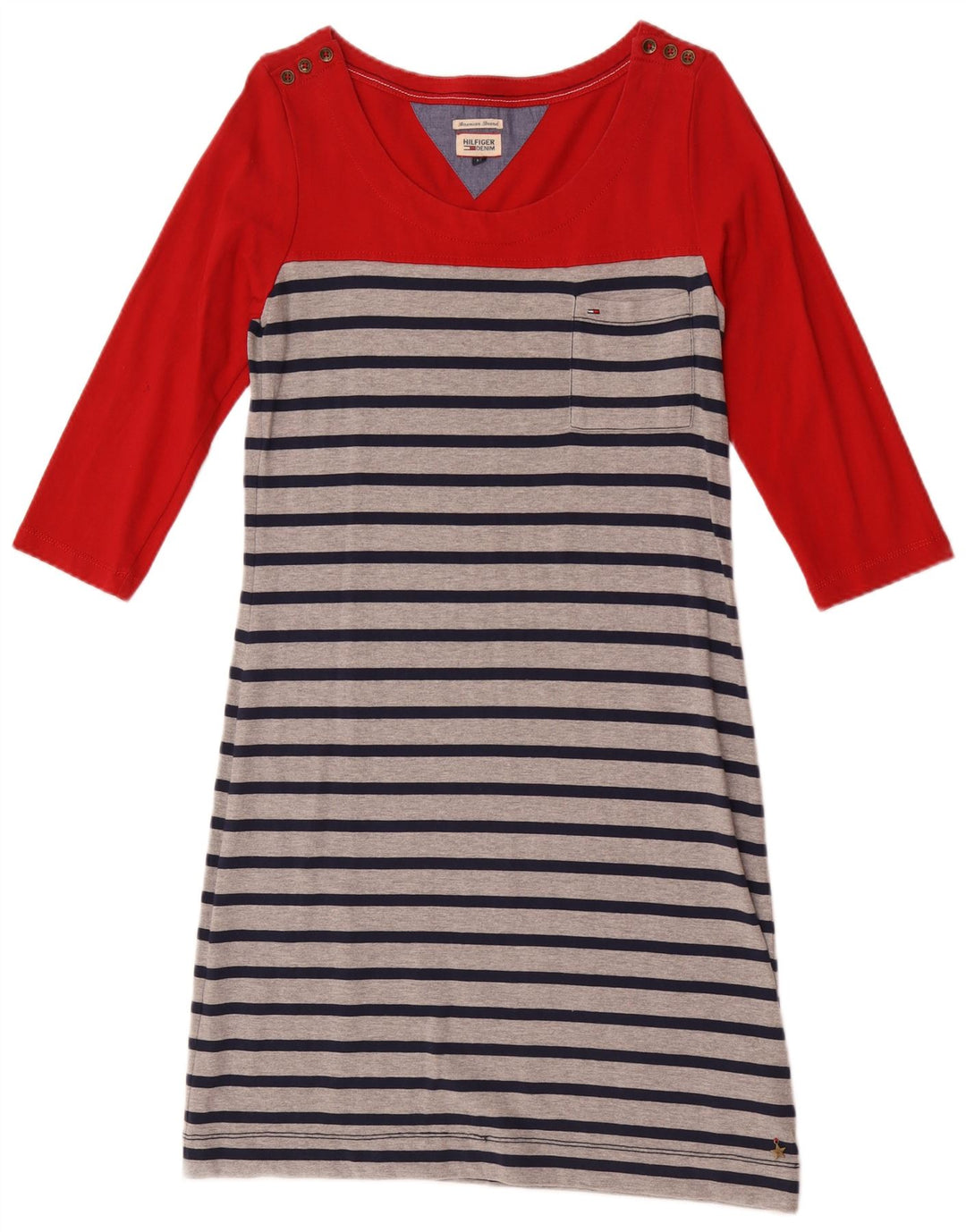 Damska sukienka basic z rękawem 3/4 Tommy Hilfiger UK 12 w średnie czerwone paski