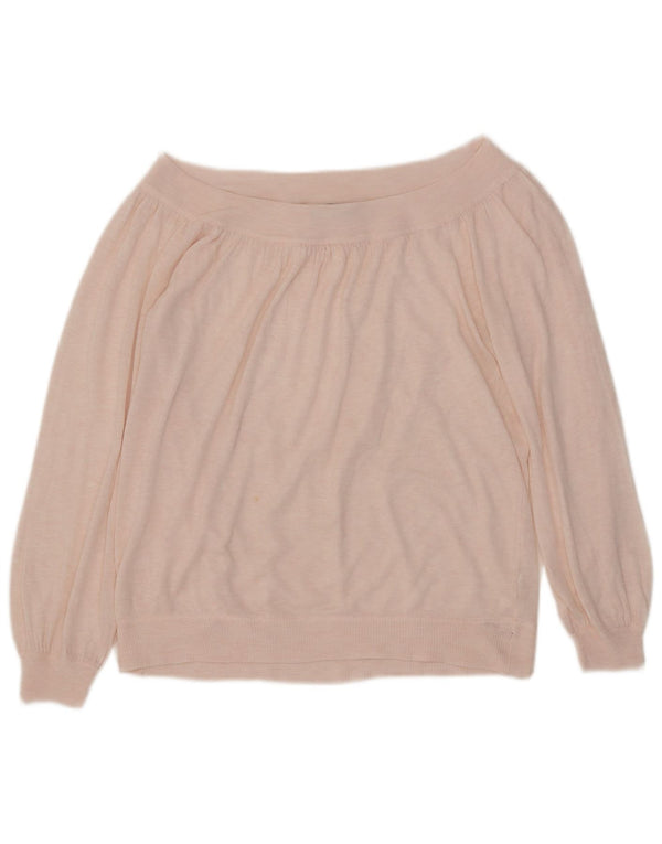 Sweter damski Zara z dekoltem w łódkę UK 12 Średni różowy akryl