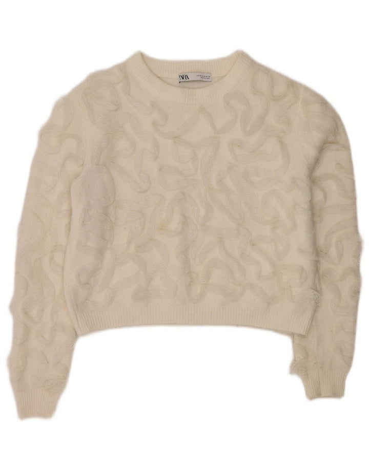 Sweter damski Zara z dekoltem w łódkę, UK 14, średni biały