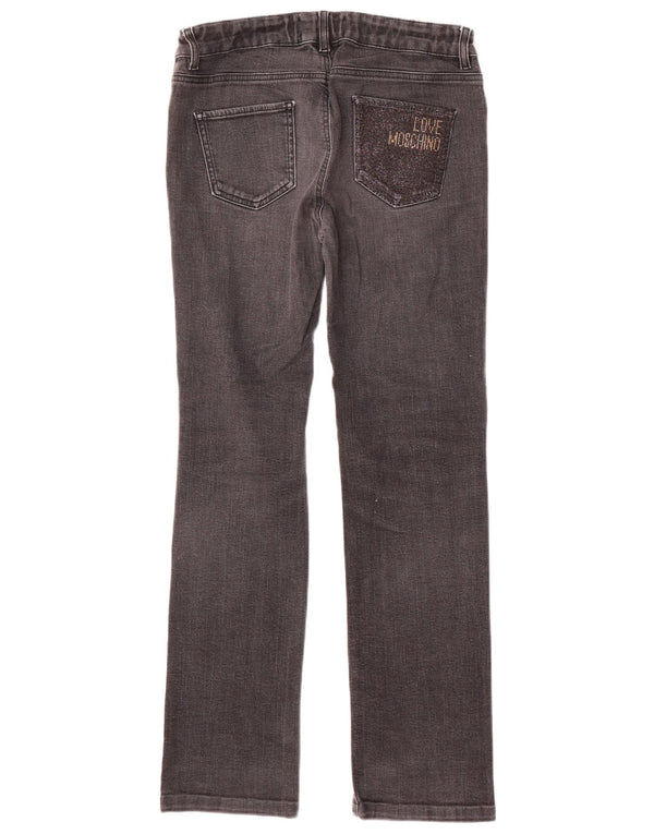 MOSCHINO Damskie proste dżinsy W30 L31 Czarna bawełna