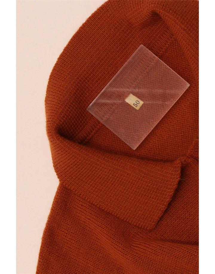Vintage męski sweter polo IT 50 w średnie brązowe paski