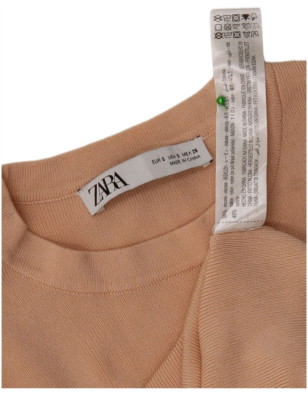 Damski top z długim rękawem Zara UK 8 Small Beżowa Wiskoza
