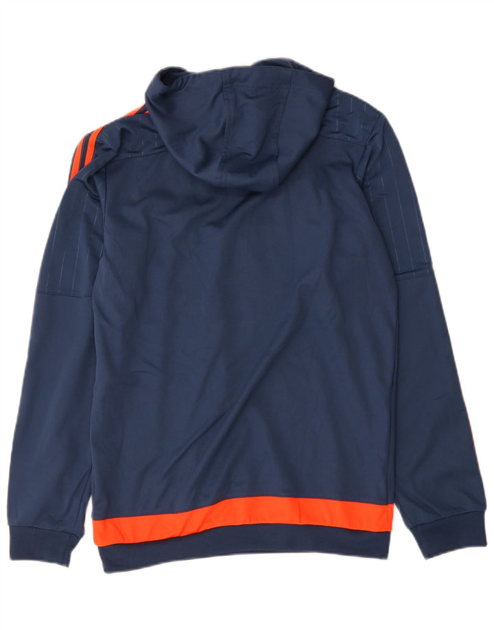 Adidas Męska bluza z kapturem, mała, granatowa, z blokami kolorów, poliestrowa