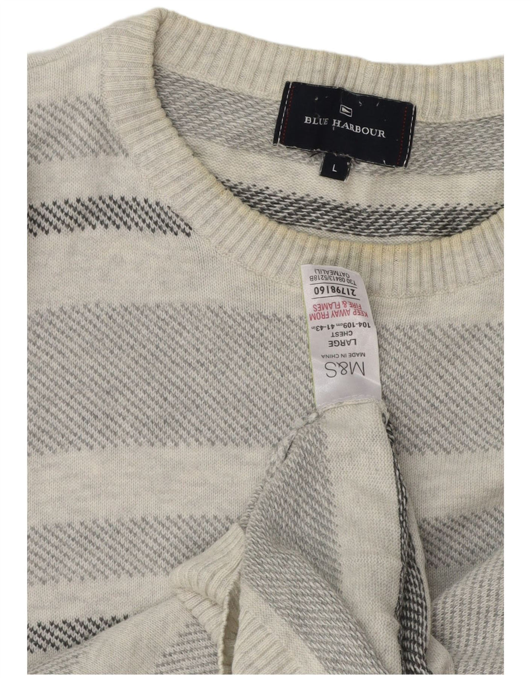 Męski sweter Marks & Spencer Blue Harbor z okrągłym dekoltem, duży, szary