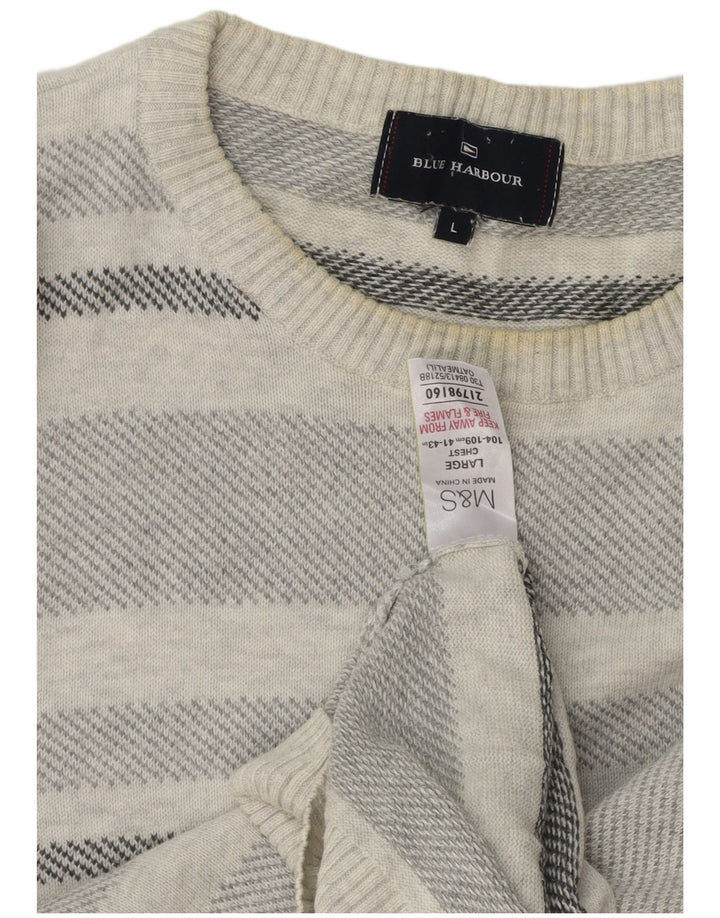 Męski sweter Marks & Spencer Blue Harbor z okrągłym dekoltem, duży, szary