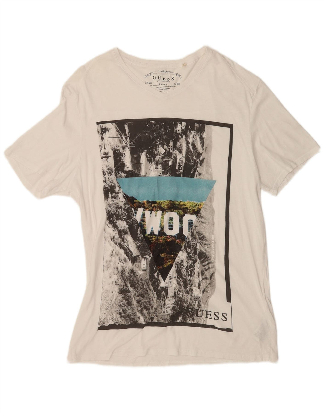 Męska koszulka graficzna Guess Top UK 40 Średnia biała bawełna