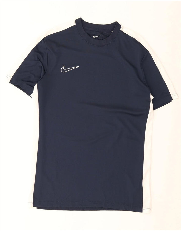 Męski T-shirt Nike Dri Fit Slim Top, średni granatowy poliester z blokami kolorów