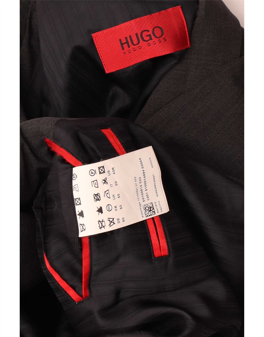 Męska marynarka zapinana na 3 guziki Hugo Boss UK 50, duża czarna wełna