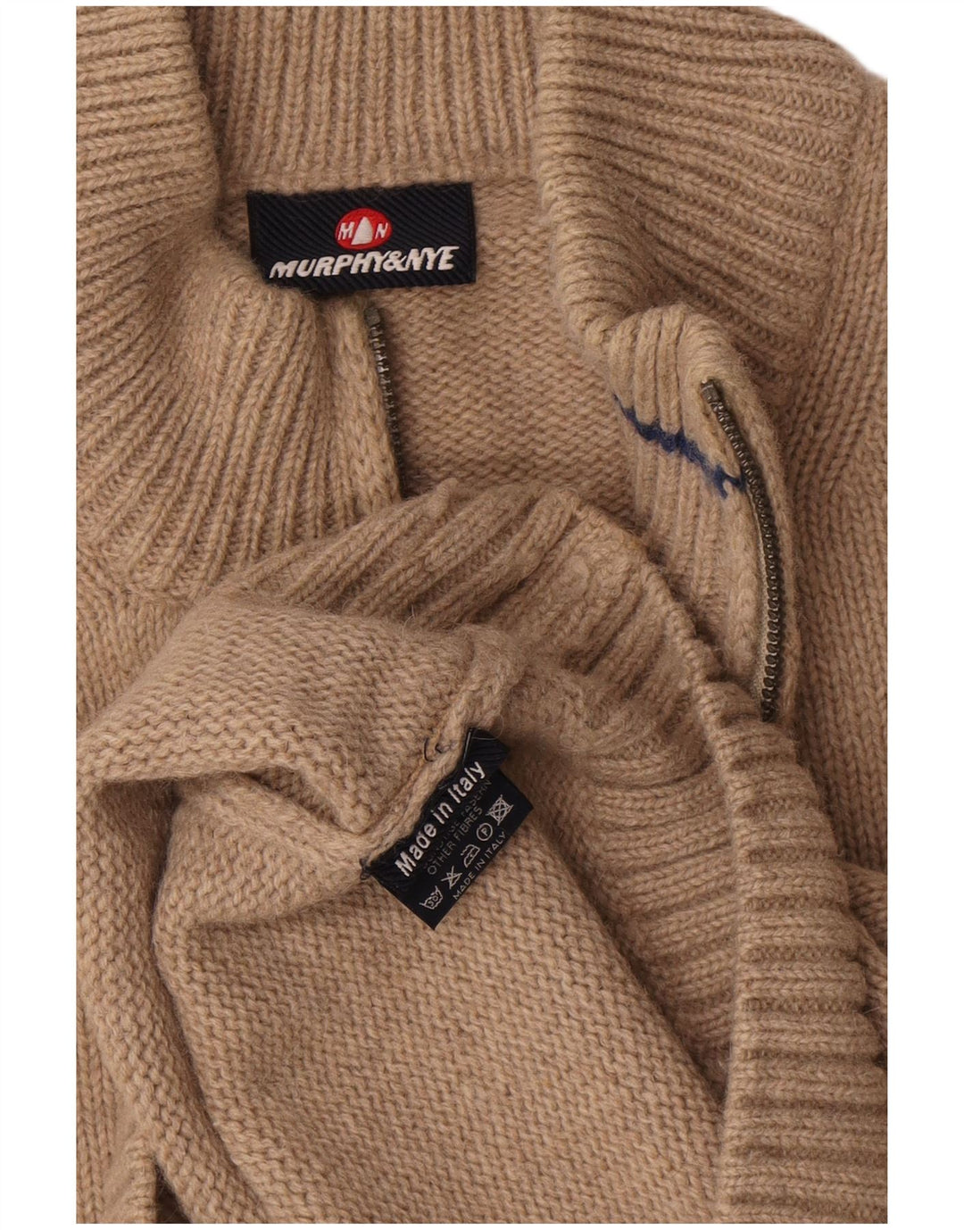 Męski sweter z zamkiem błyskawicznym Murphy & Nye 2XL, beżowa wełna