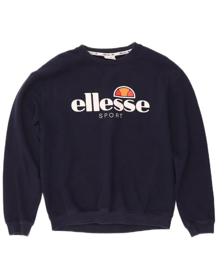 Damska bluza z grafiką ELLESSE UK 12, średnia, granatowa, bawełniana