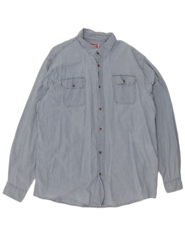 Wrangler Męska wysoka koszula XL, niebieska, bawełniana