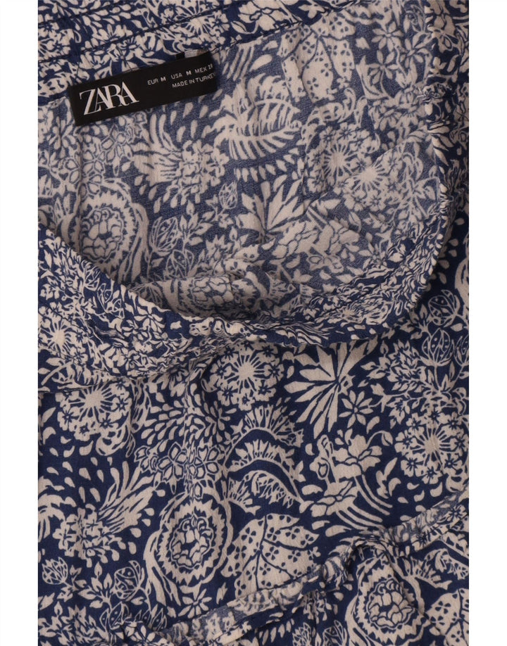 Damskie spodenki z wysokim stanem Zara, średnie W28, w niebieskie kwiaty