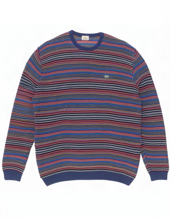 Męski sweter Lacoste z okrągłym dekoltem, rozmiar 7 2XL, wielokolorowe prążki