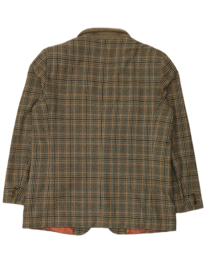 Vintage męska marynarka zapinana na 2 guziki IT 54 2XL zielona wełna w pepitkę