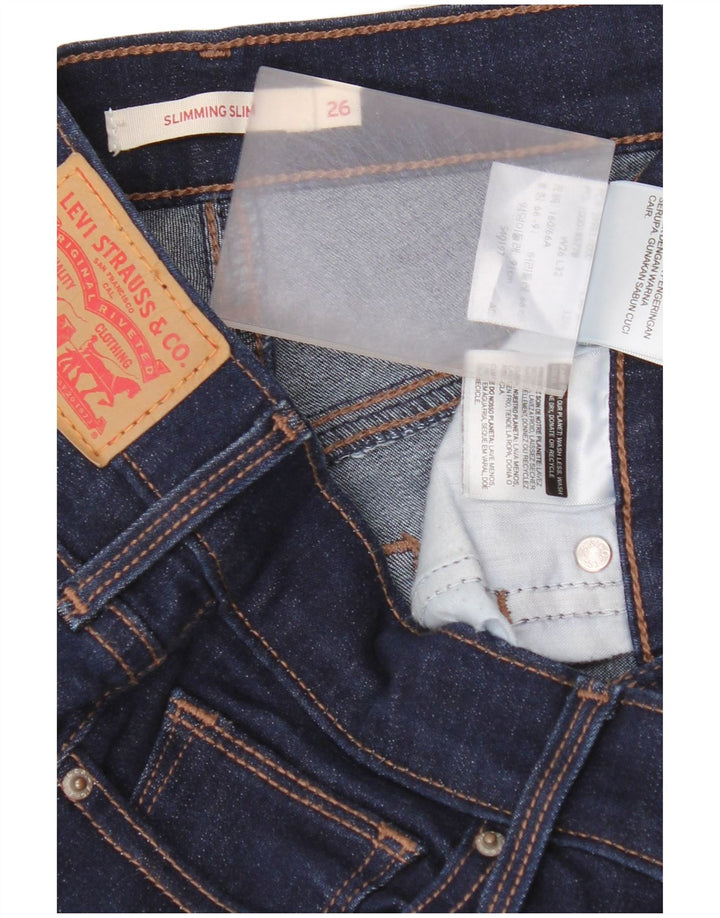 Damskie jeansy wyszczuplające Levi's W26 L32 Granatowa bawełna