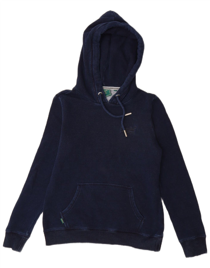SUPERDRY Damski sweter z kapturem UK 8, mały, granatowy, bawełniany