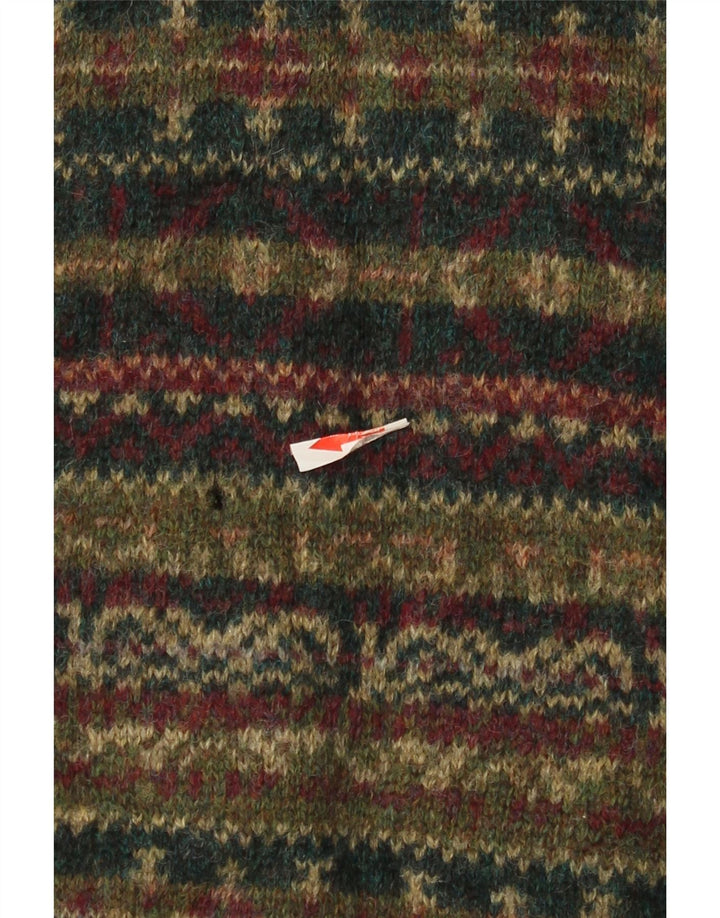 Sweter męski rozpinany w stylu vintage, średni, wielobarwny, wełniany Fair Isle