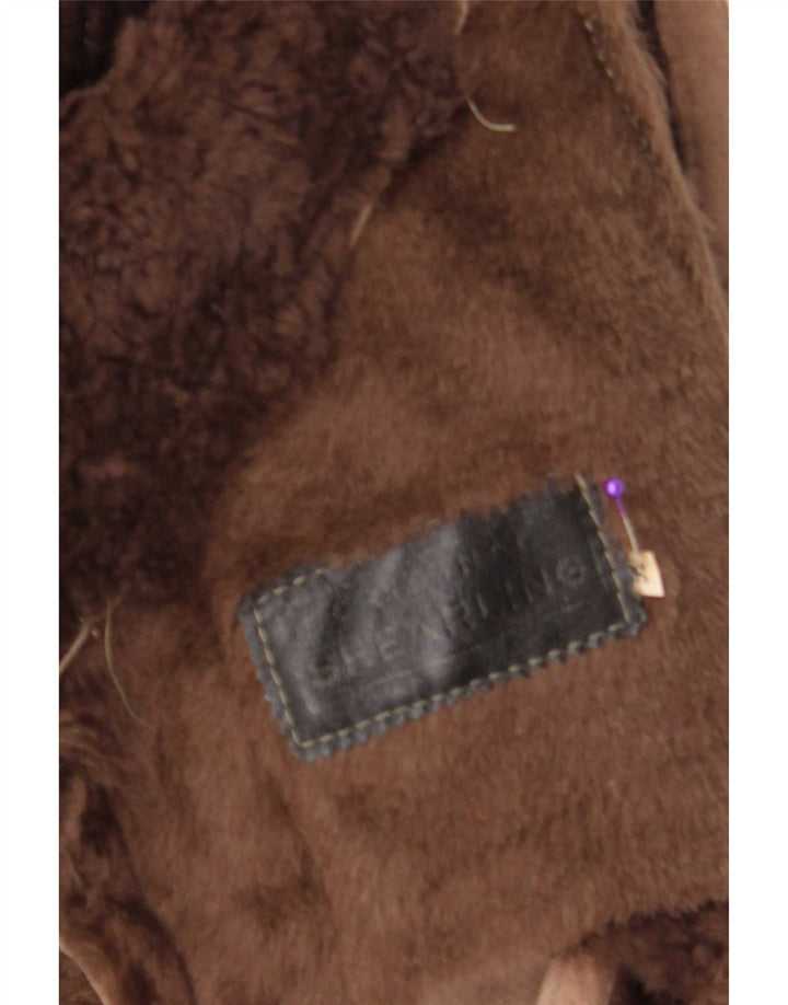 Vintage męska kurtka shearling IT 52 XL brązowa