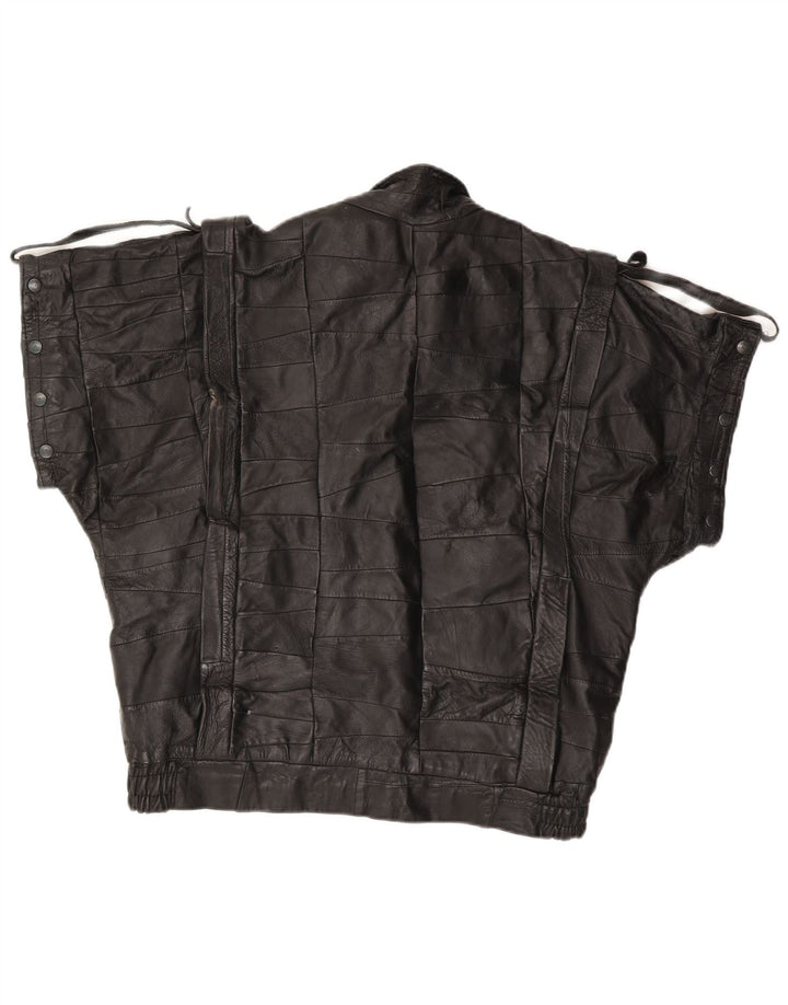 Vintage męska skórzana kurtka z krótkim rękawem UK 40, duża czarna