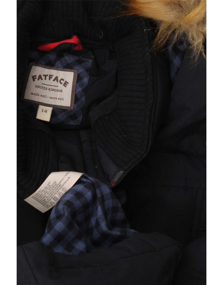 Damski ocieplany płaszcz z kapturem Fat Face UK 14, średni granatowy nylon