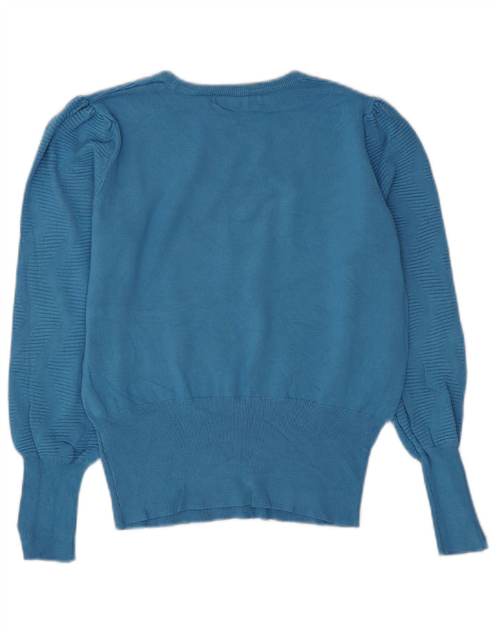 Marks & Spencer Damski sweter z dekoltem w łódkę UK 12 Średni niebieski Chevron
