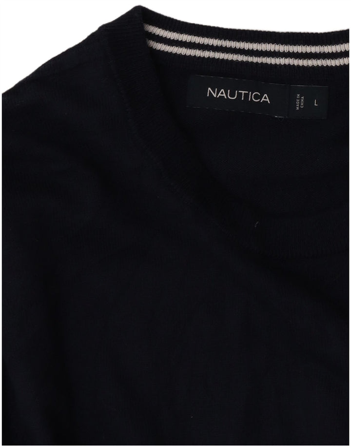 Męski sweter Nautica z okrągłym dekoltem, duży, granatowy
