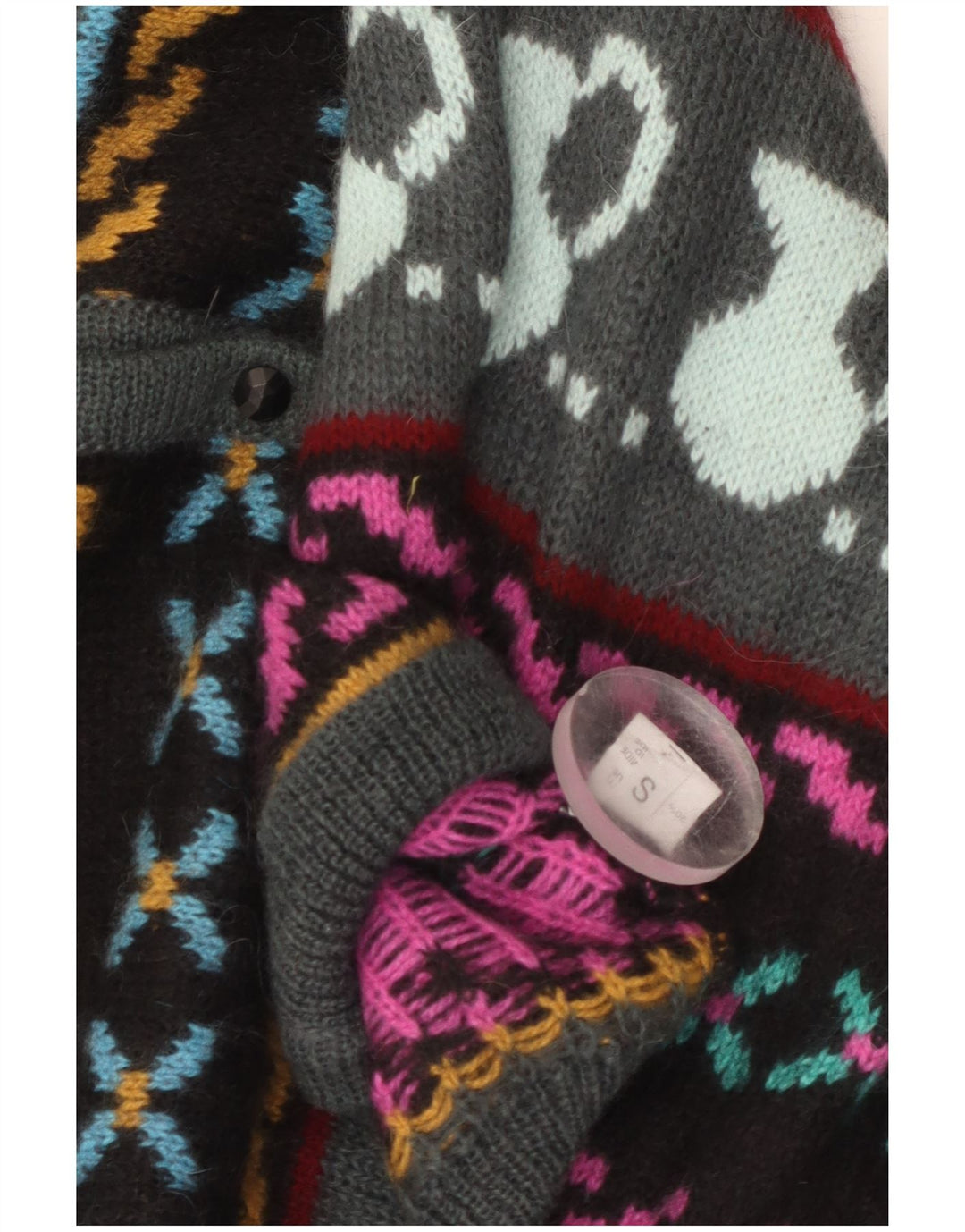 Sweter damski w stylu vintage, abstrakcyjny wzór, UK 10, mały, wielobarwny