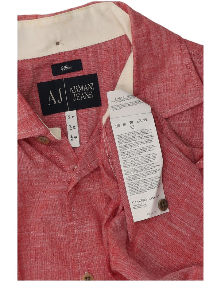 Koszula męska Armani Jeans Slim Fit, bawełniana, w kolorze średniej czerwonej plamki