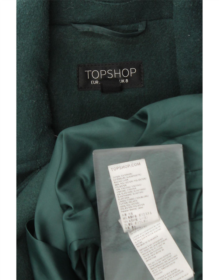 Topshop damski płaszcz UK 8 mały zielony poliester