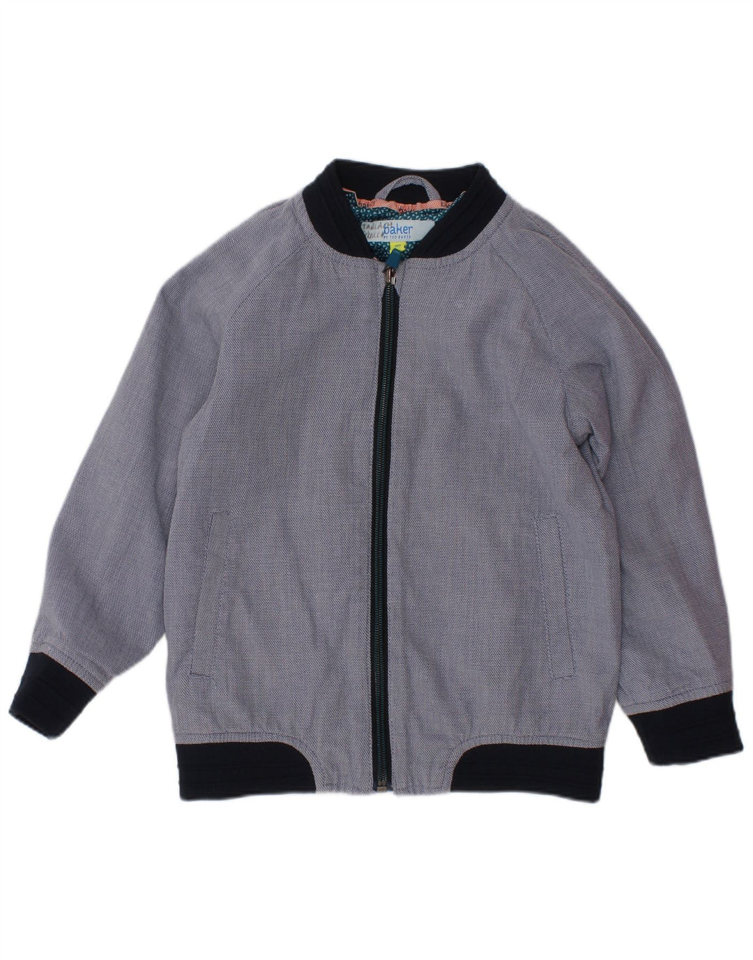 TED BAKER Chłopięca kurtka bomberka 4-5 lat, granatowa, bawełniana w bloki kolorów