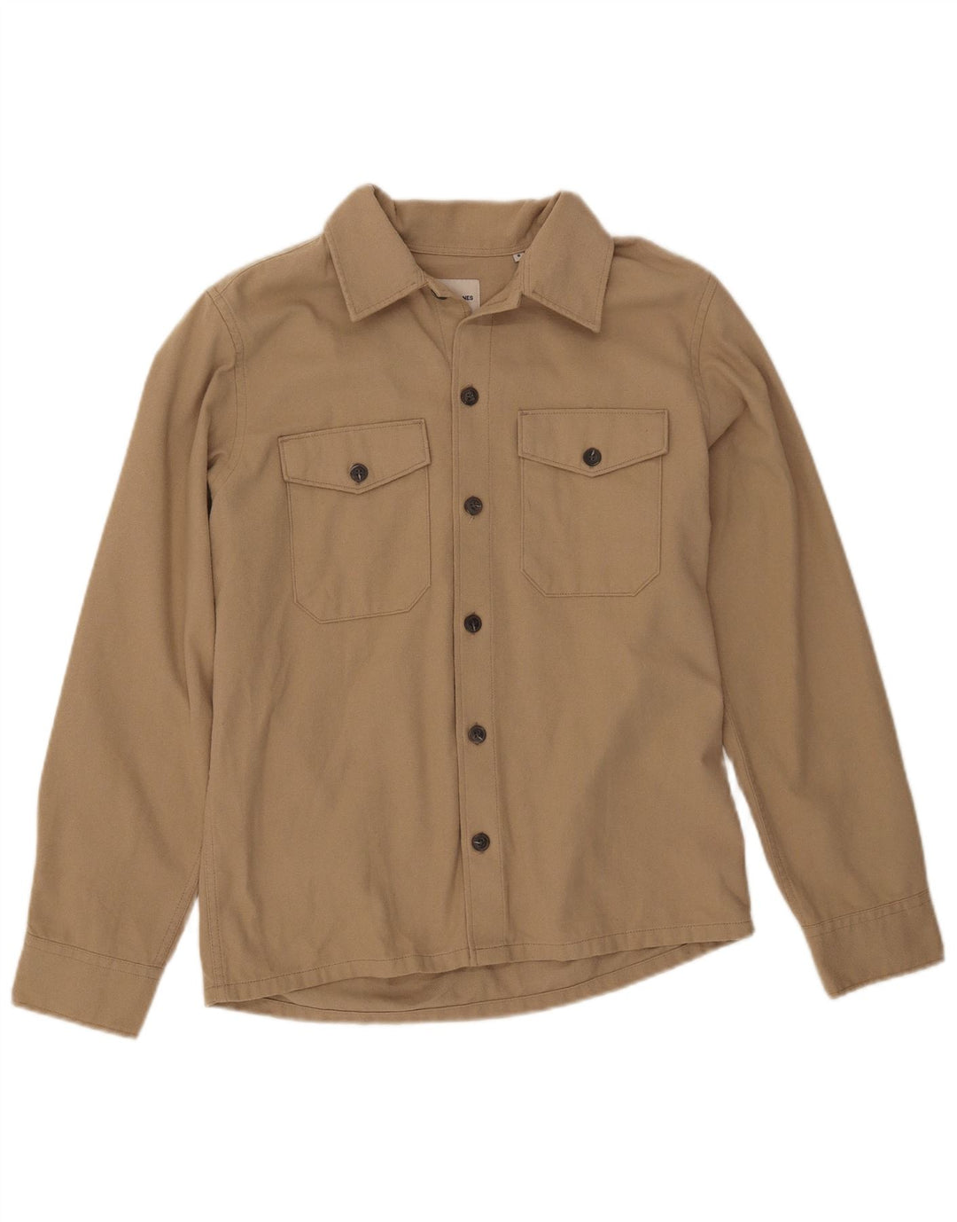 Męska koszula flanelowa JACK & JONES, mała, beżowa, bawełniana