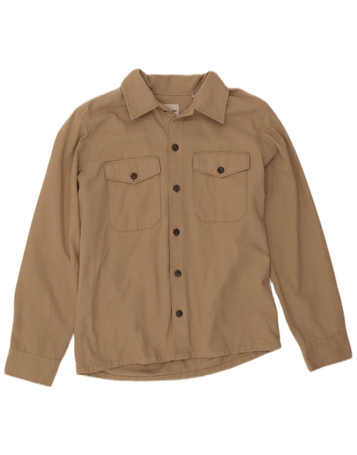 Męska koszula flanelowa JACK & JONES, mała, beżowa, bawełniana